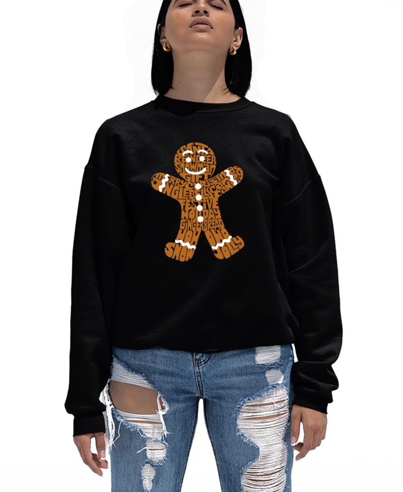 Women's Gingerbread Word Art Crew Neck Sweatshirt