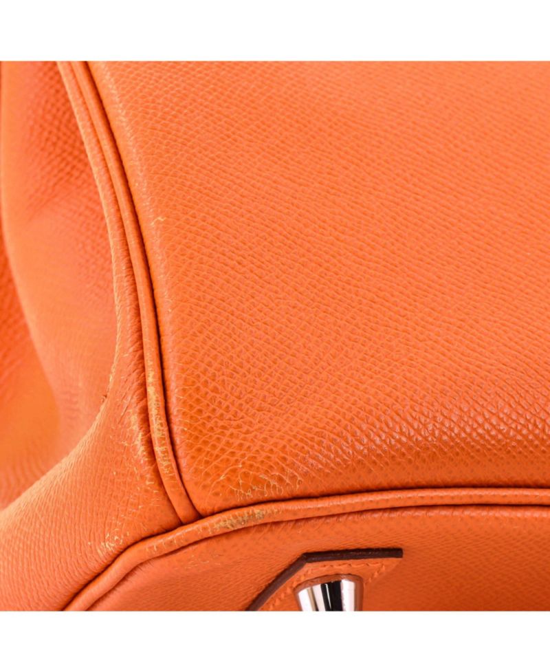 Birkin 30 Handbag Orange Epsom with Palladium Hardware