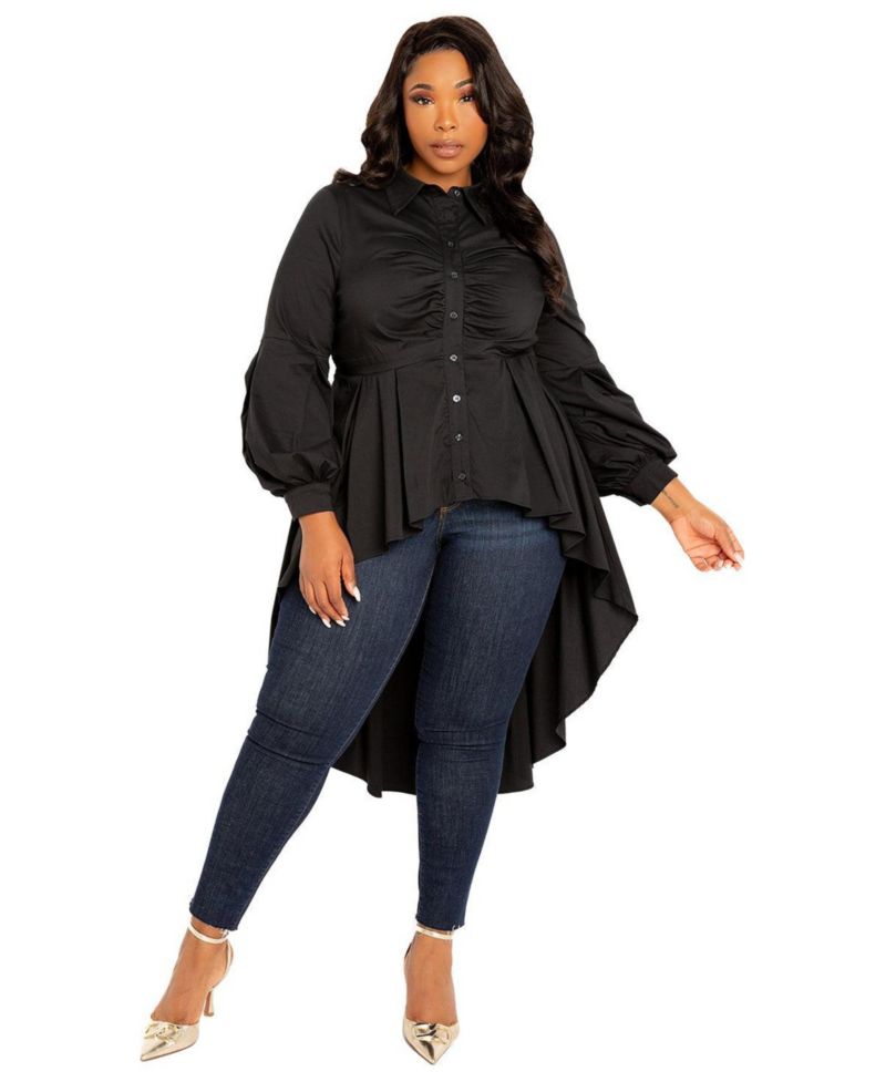 Plus Size High-low Peplum Blouse