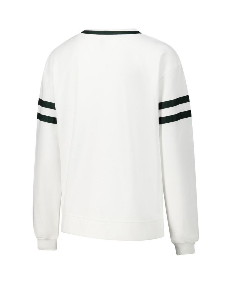 Women's White Michigan State Spartans Borough French Terry Arch Over Long Sleeve T-Shirt