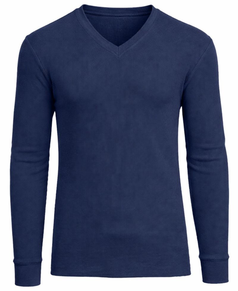 Men's Long-Sleeve Waffle-Knit V-Neck Thermal T-Shirt