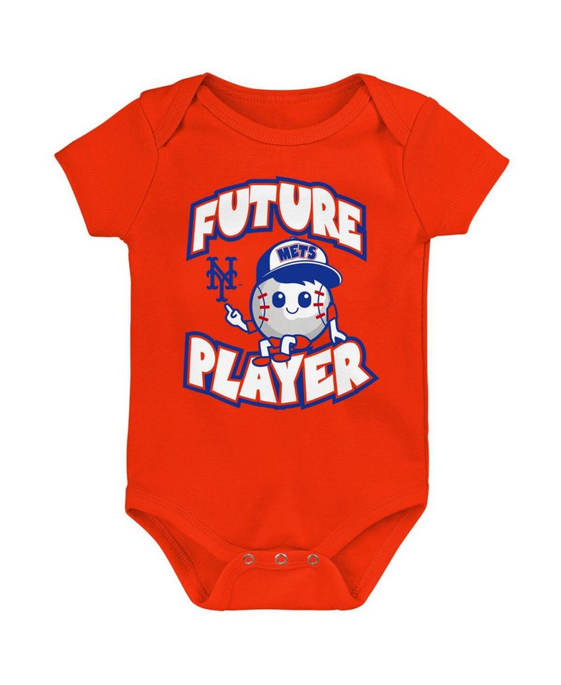 Infant Boys and Girls Orange, Royal, White New York Mets Minor League Player Three-Pack Bodysuit Set