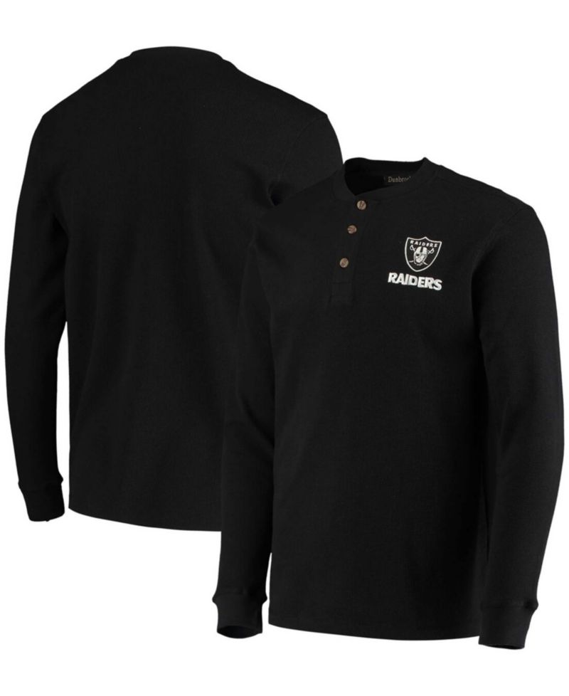 Men's Black Las Vegas Raiders Logo Maverick Thermal Henley Long Sleeve T-shirt