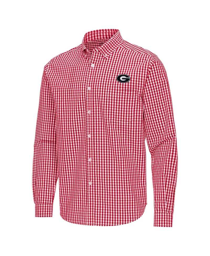 Men's Red Georgia Bulldogs Ellis Woven Tri-Blend Long Sleeve Button-Down Shirt