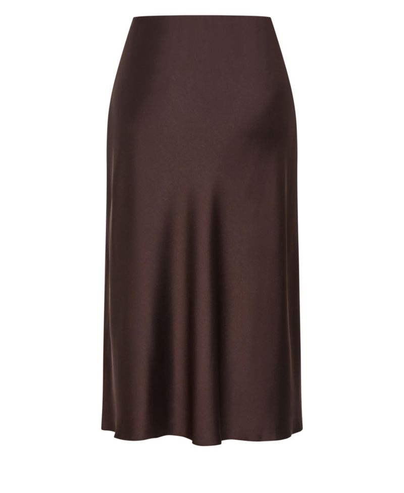 Plus Size Miranda Satin High-Waisted A-Line Midi Skirt