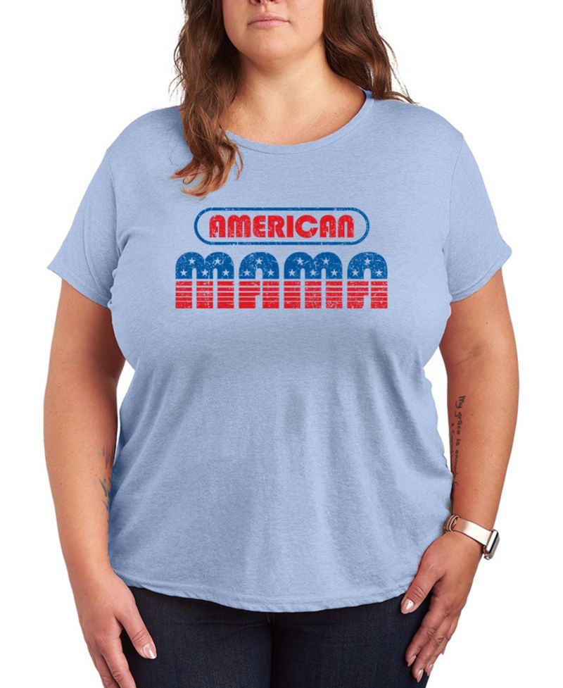 Plus Size Instant Message American Mama Graphic Crewneck T-Shirt