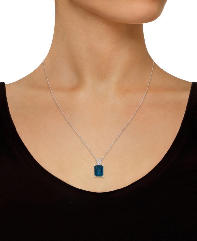 Women's London Blue Topaz (4-1/4 ct.t.w.) and Diamond Accent Pendant Necklace in Sterling Silver