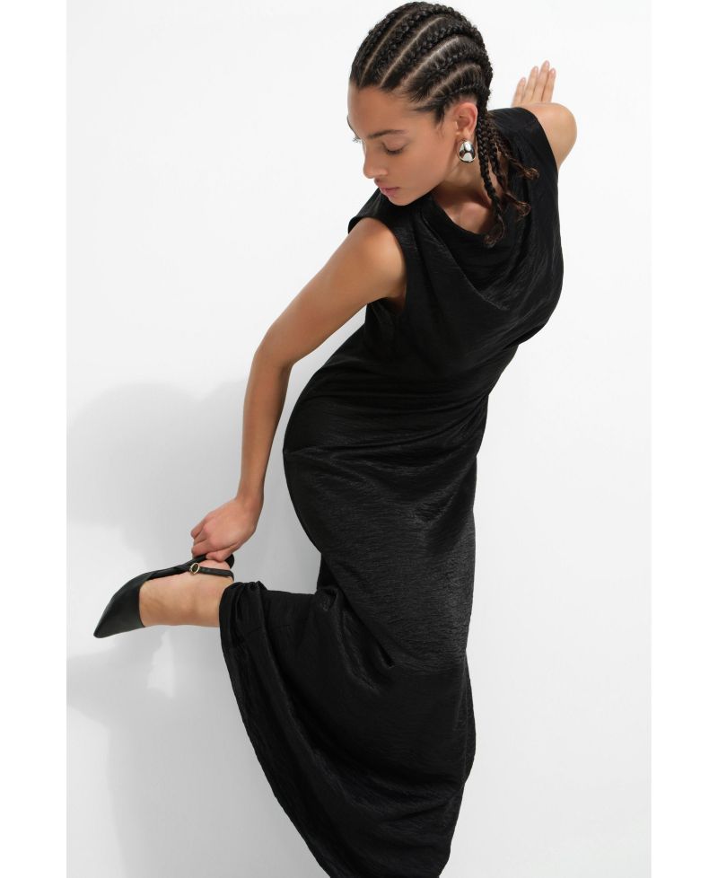 Women's Senna High-Neck Sleeveless Draped Floor-Length Evening Gown
