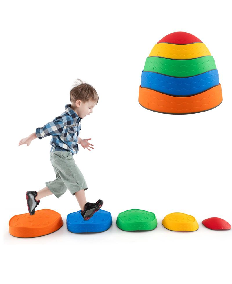 5 Pcs Kids Stepping Stones w/ Non-Slip Edge Sensory Toy for Indoor/Outdoor Play