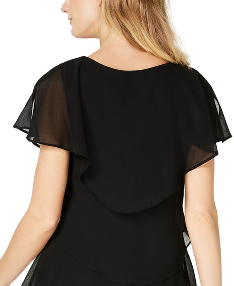 Women's Tiered Rhinestone Capelet Dress