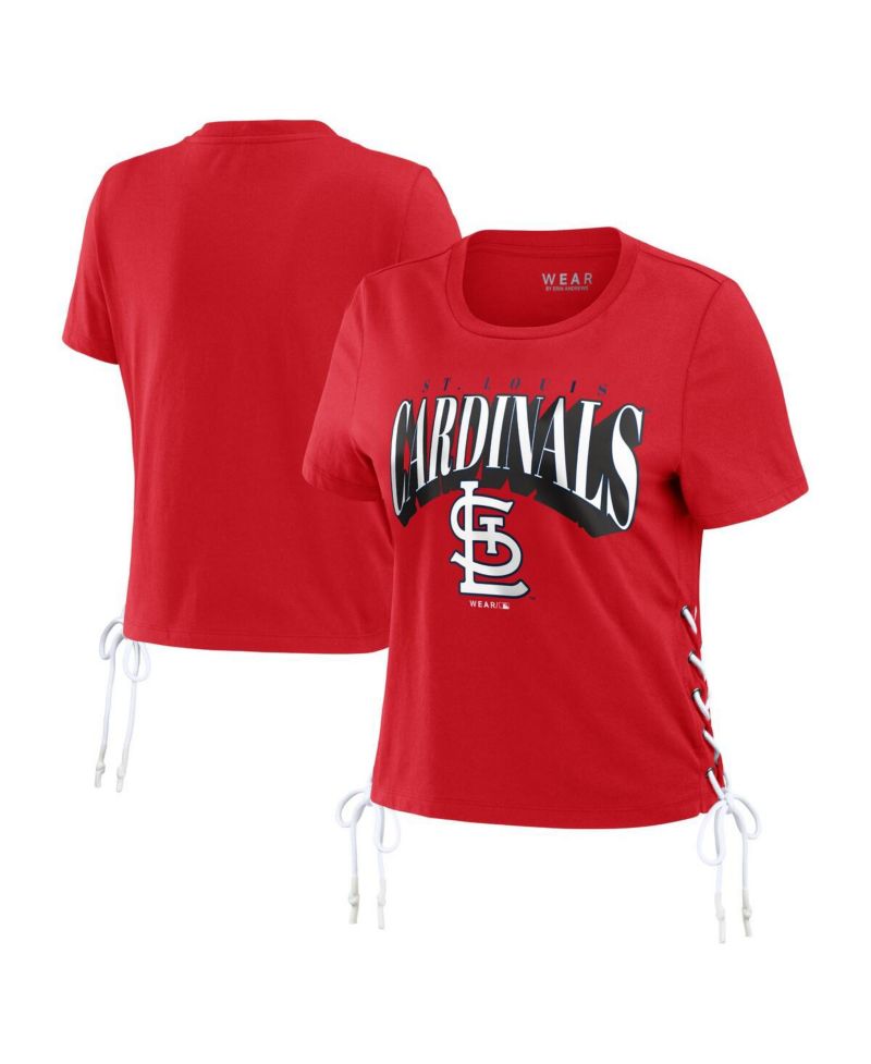 Women's Red St. Louis Cardinals Side Lace-Up Cropped T-Shirt