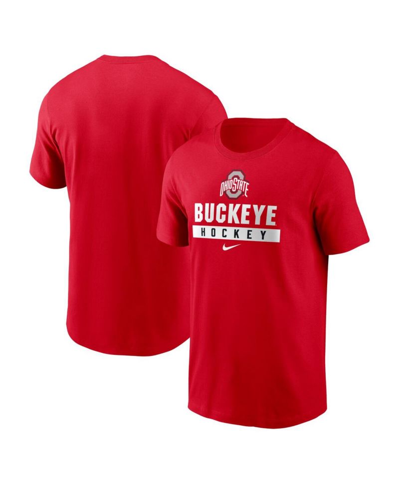 Men's Scarlet Ohio State Buckeyes Ice Hockey Sport Drop T-Shirt