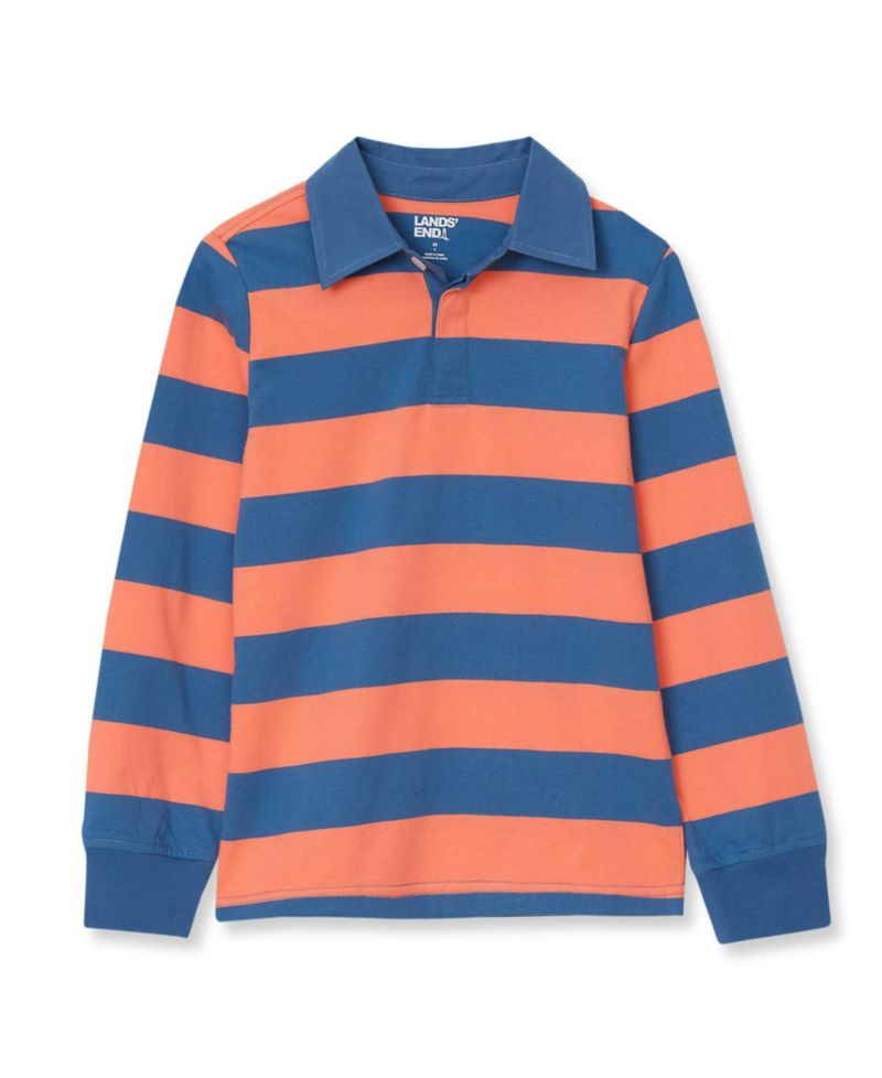 Big Boys Husky Long Sleeve Collared Rugby Shirt