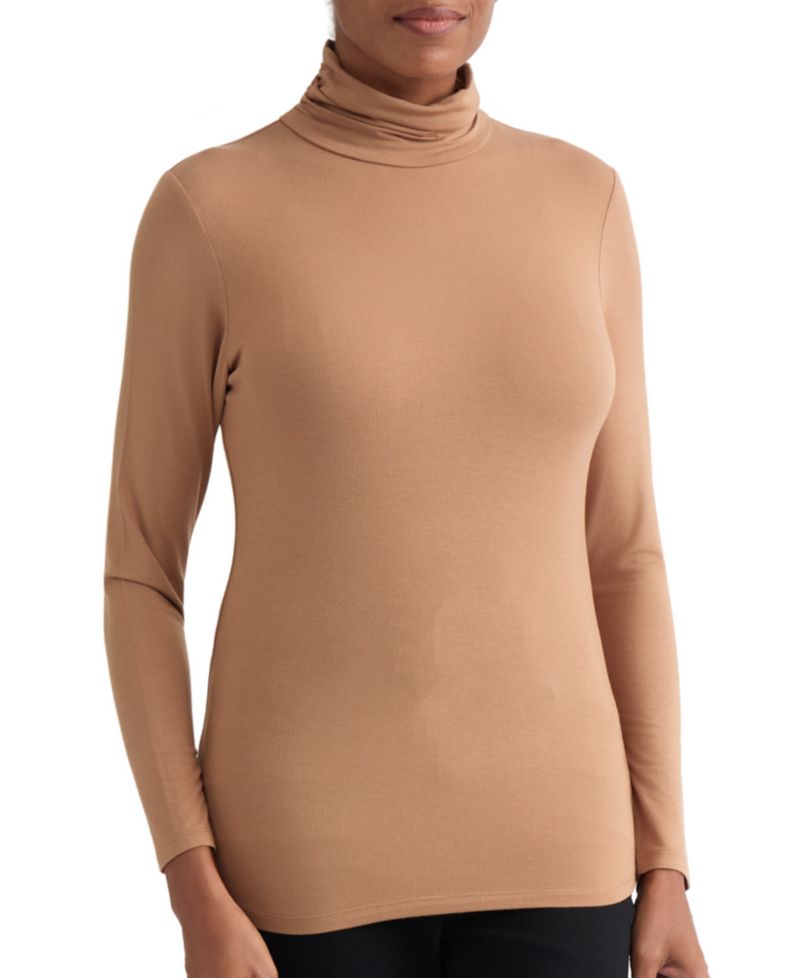 Women's Shirred Pullover Turtleneck Top