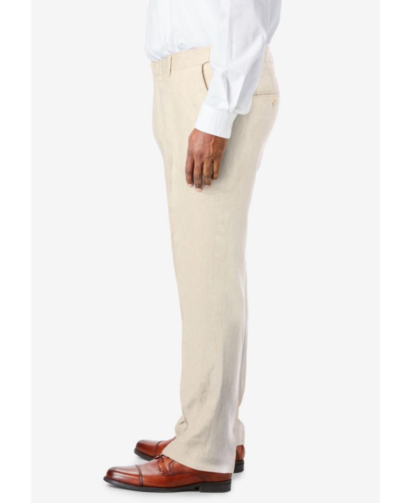 Men's Linen Blend Plain Front Dress Pants