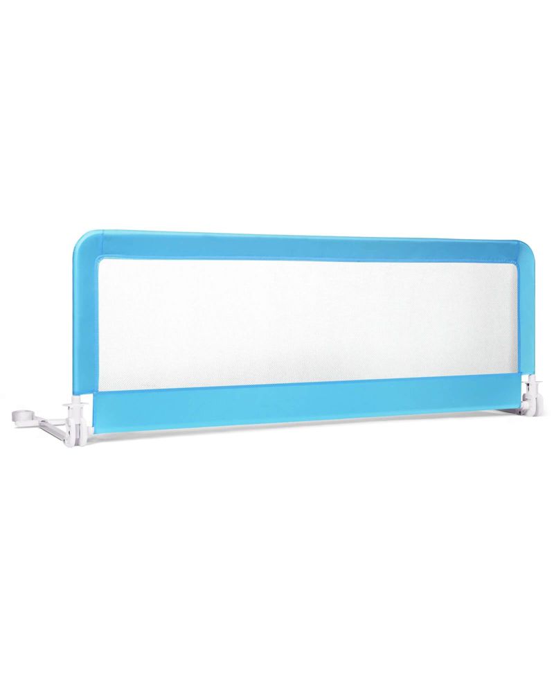 59 Inch Toddler Bed Rail with Safety Strap and Fold Down Mesh Guard