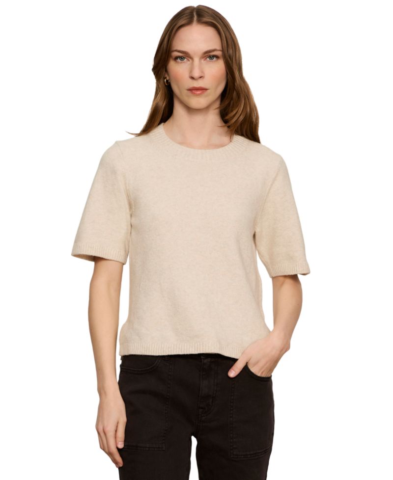 Petite Short-Sleeve Crewneck Sweater