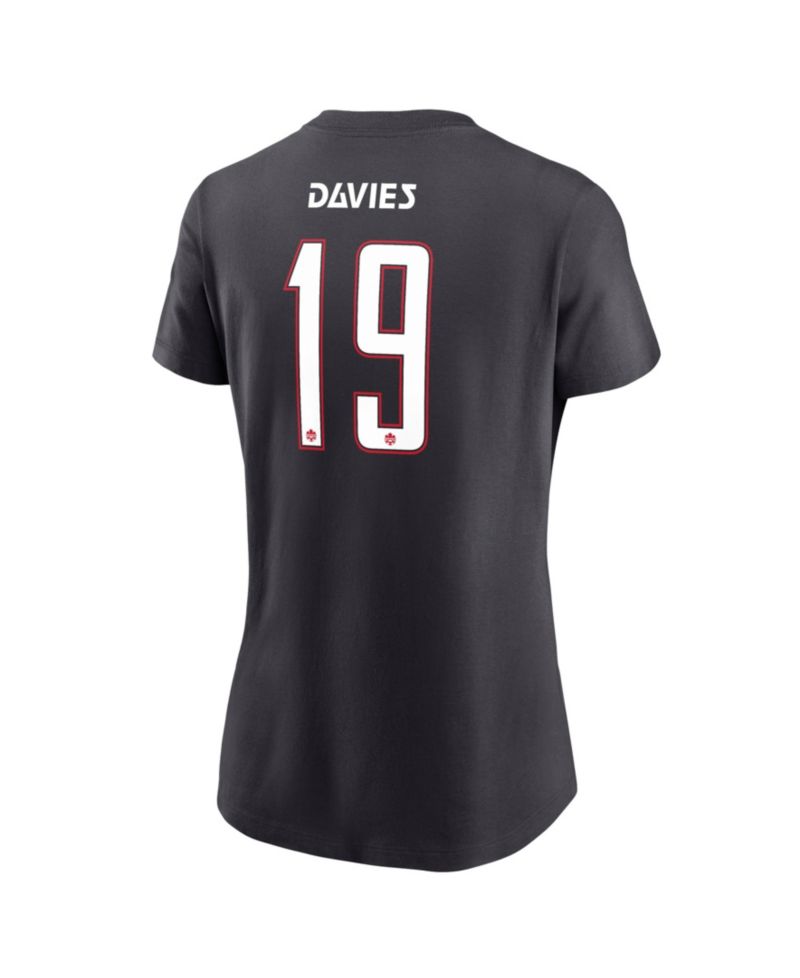 Women's Alphonso Davies Black Canada Soccer Away Name & Number T-Shirt