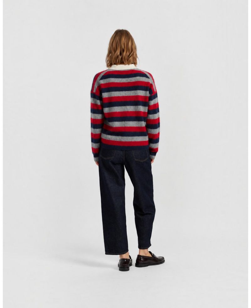 Chinti and Parker Women's Merino Stripe Polo Top
