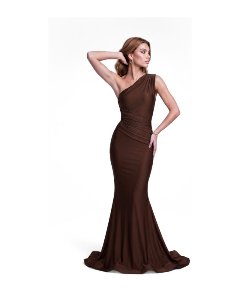 Women's One Shoulder Ruched Mermaid Evening Gown