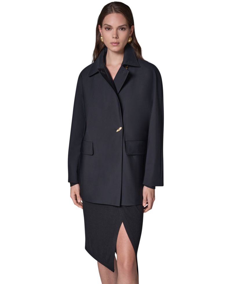 Women's Buttoned Water-Resistant Lined Raincoat