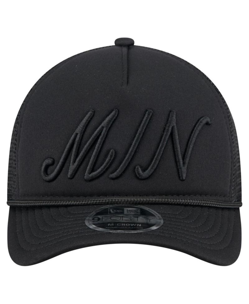 Men's Black Minnesota Twins City Initial 9FORTY A-Frame M-Crown Adjustable Trucker Hat