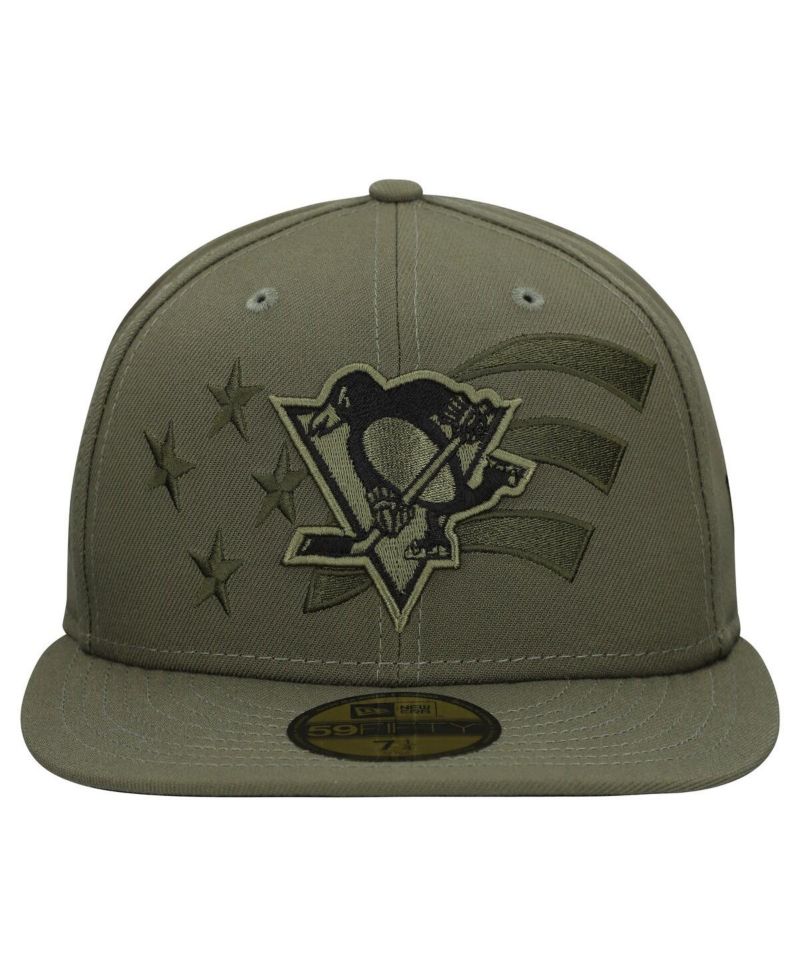 Men's Olive Pittsburgh Penguins Military Appreciation Flag 59FIFTY Fitted Hat