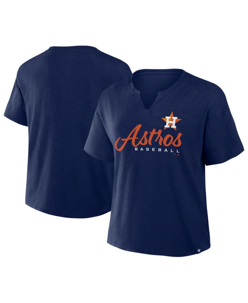 Women's Navy Houston Astros Fan Fave Stadium Slub Boxy T-Shirt