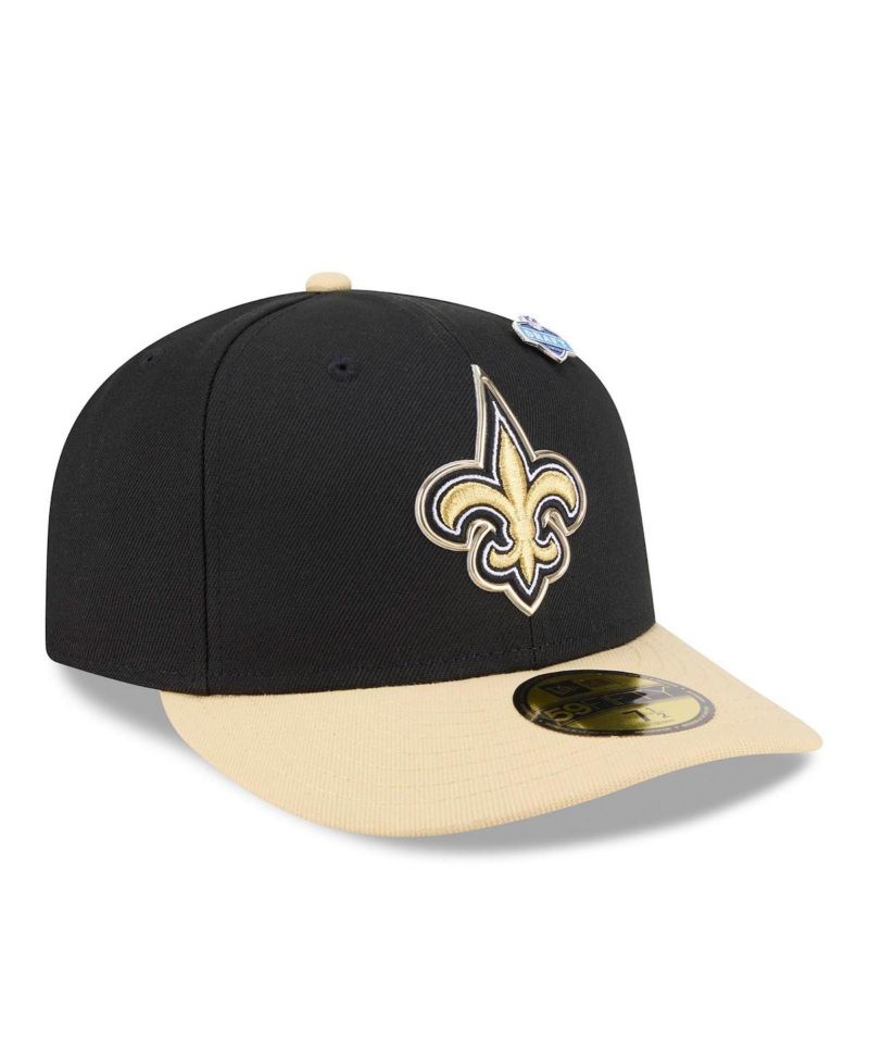 Men's Black/Gold New Orleans Saints 2026 NFL Draft Pre-Curved 59FIFTY Fitted Hat