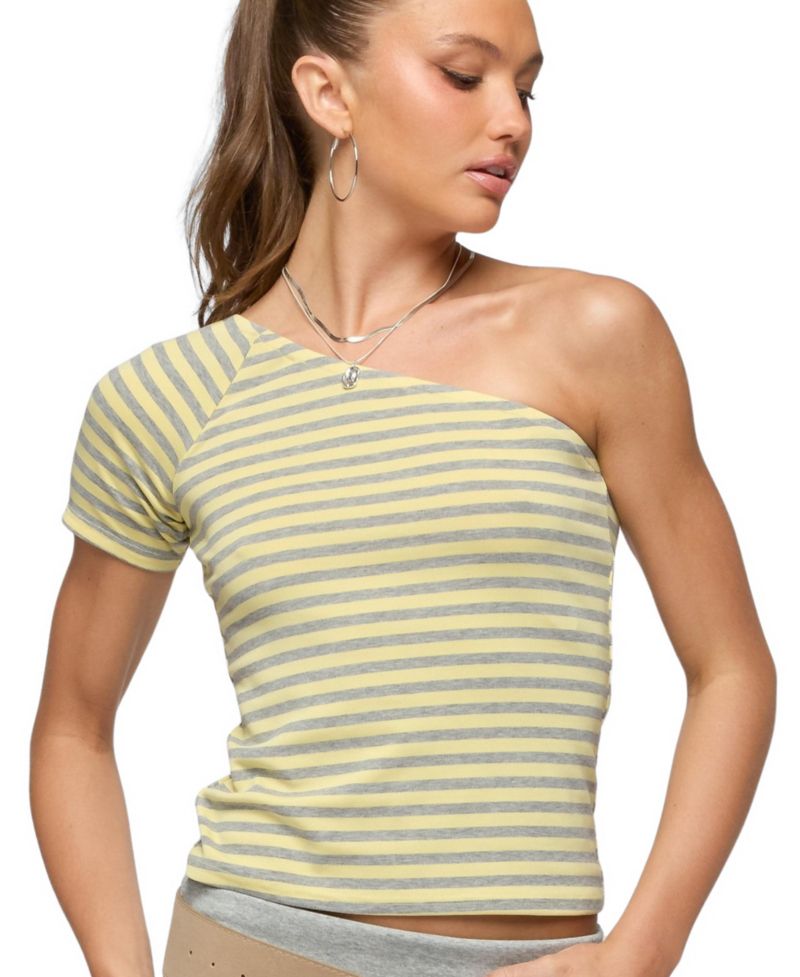 Womens Eulia One Shoulder Striped Top