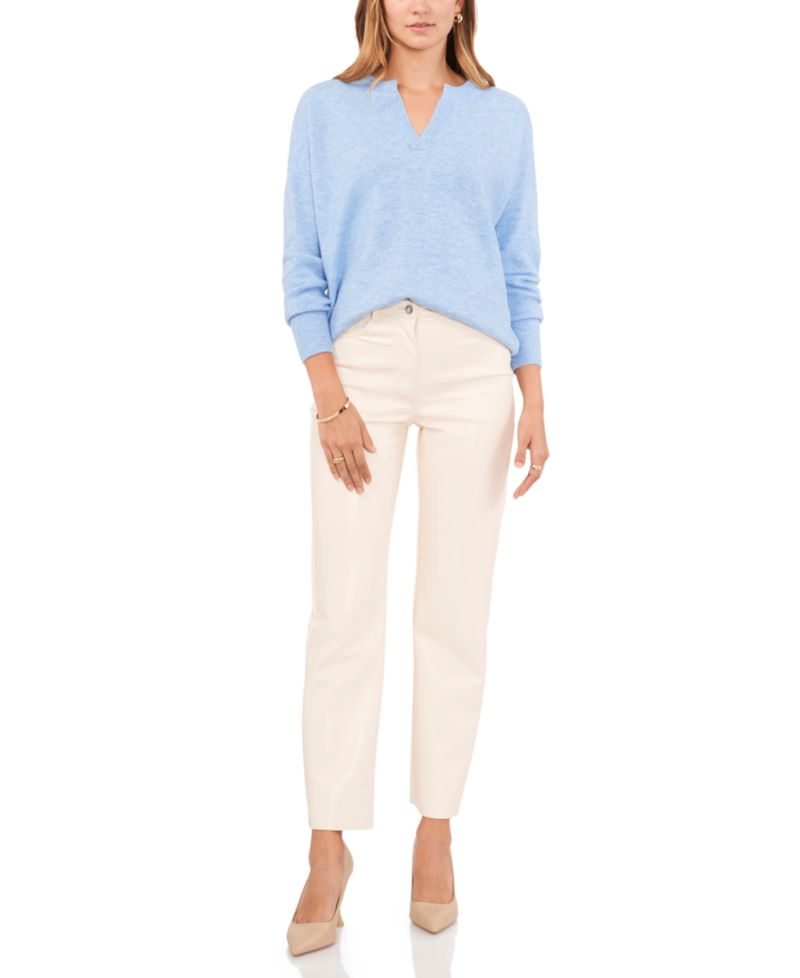 Women's Cozy V-Neck Dropped-Shoulder Sweater