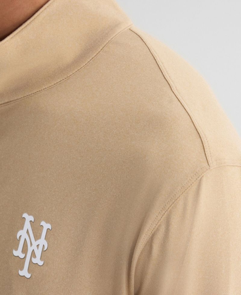 Men's Khaki New York Mets Clutch Quarter-Zip Pullover Sweatshirt