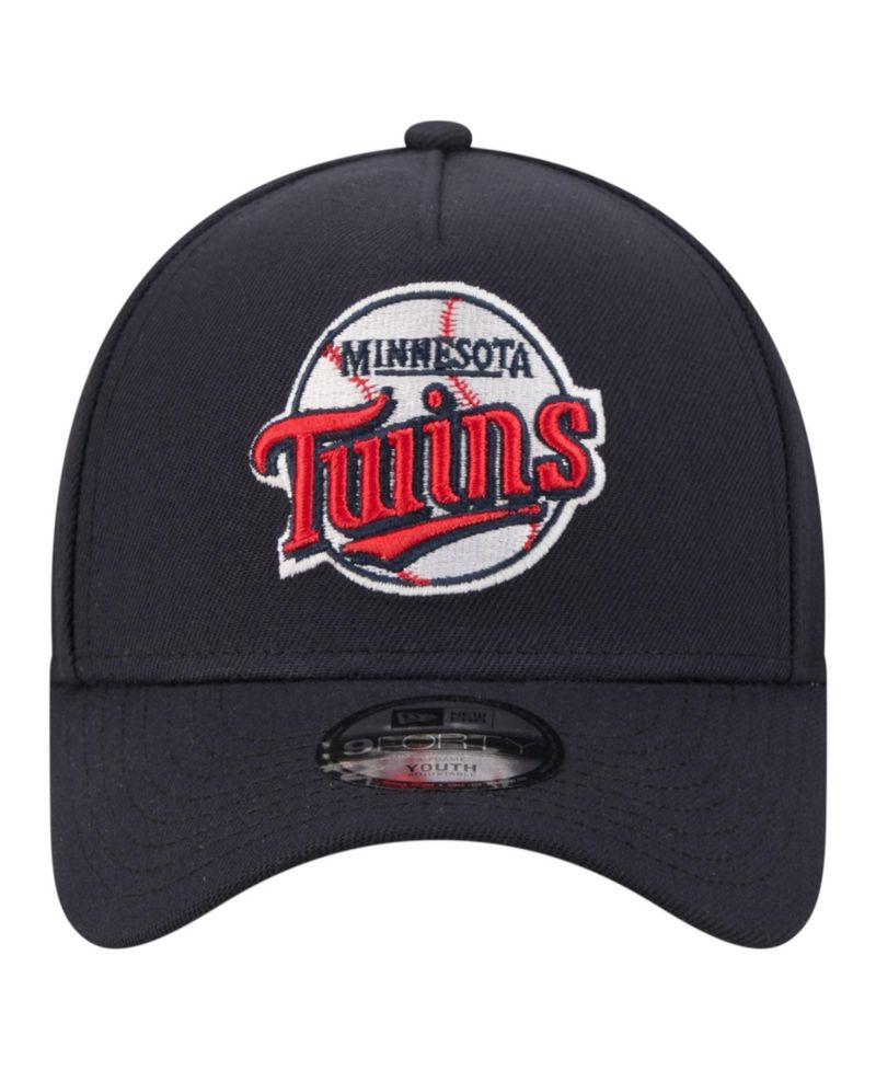 Big Boys and Girls Navy Minnesota Twins Cooperstown Logo 9FORTY A-Frame Adjustable Hat