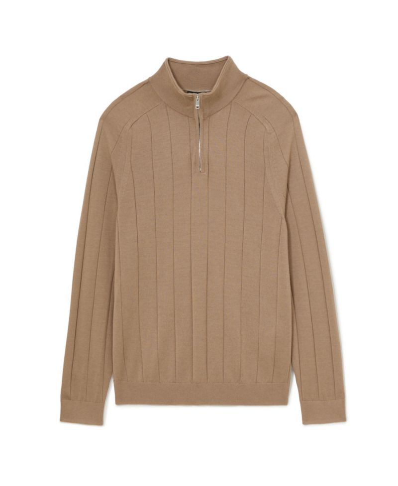Men's Findlay Merino Wool Wide-Rib Half-Zip Sweater