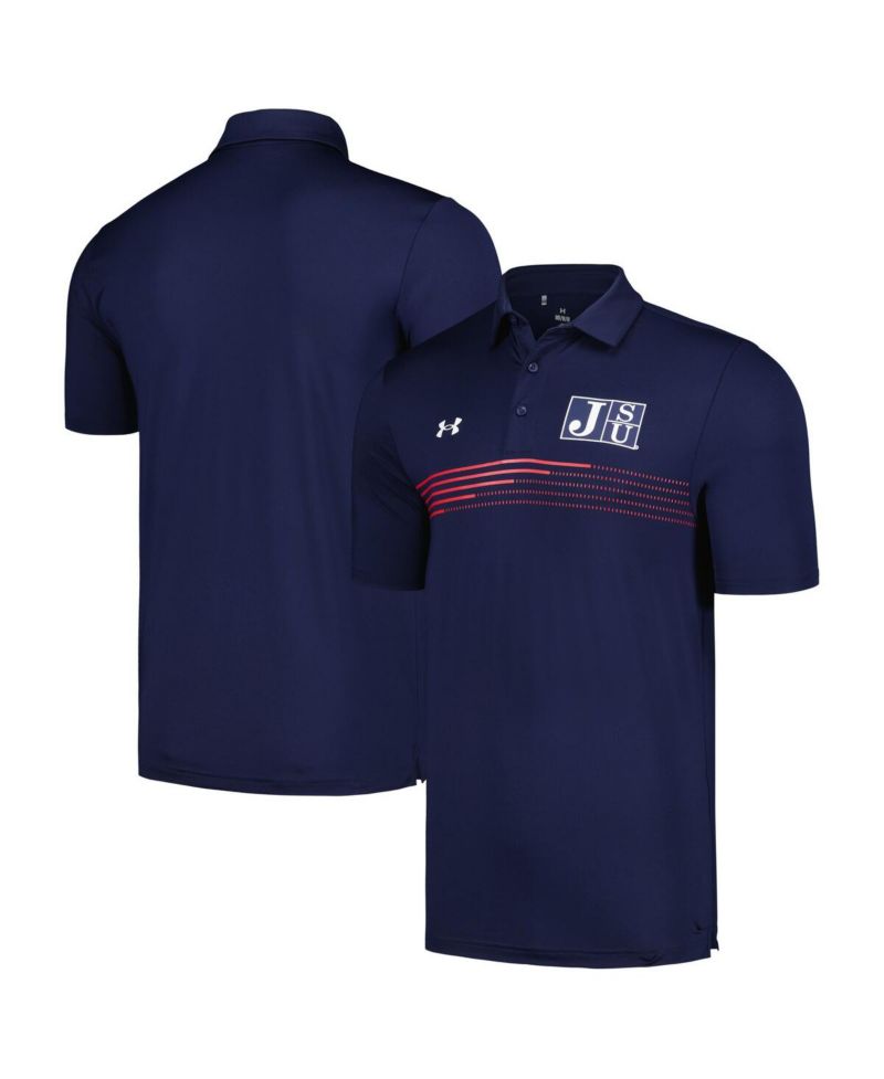 Men's Navy Jackson State Tigers Tee to Green Stripe Polo