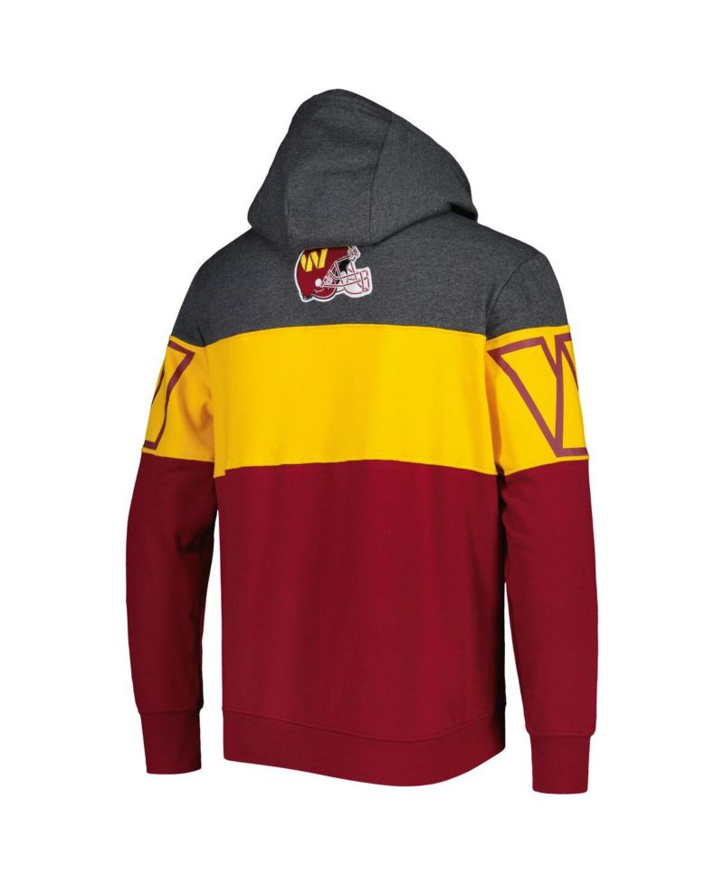 Men's Heather Charcoal, Burgundy Washington Commanders Extreme Pullover Hoodie