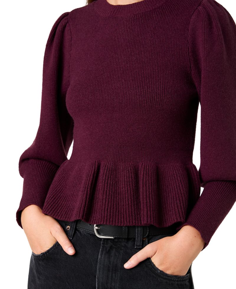 Women's Sloane Long-Balloon-Sleeve Peplum Sweater