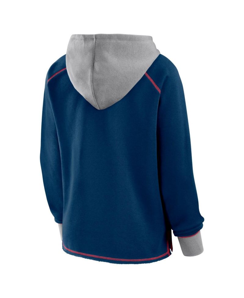 Women's Navy Houston Texans Boom Fleece Pullover V-Neck Hoodie