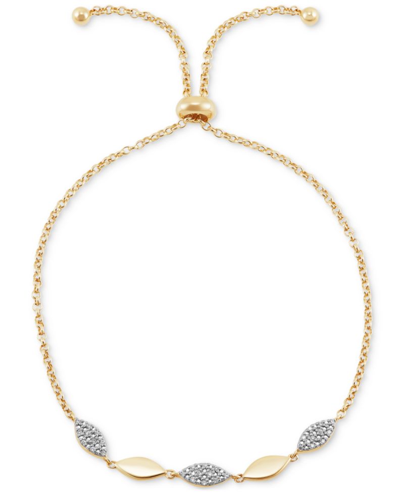 Diamond Link Bolo Bracelet (1/10 ct. t.w.) in 14k Gold-Plated Sterling Silver