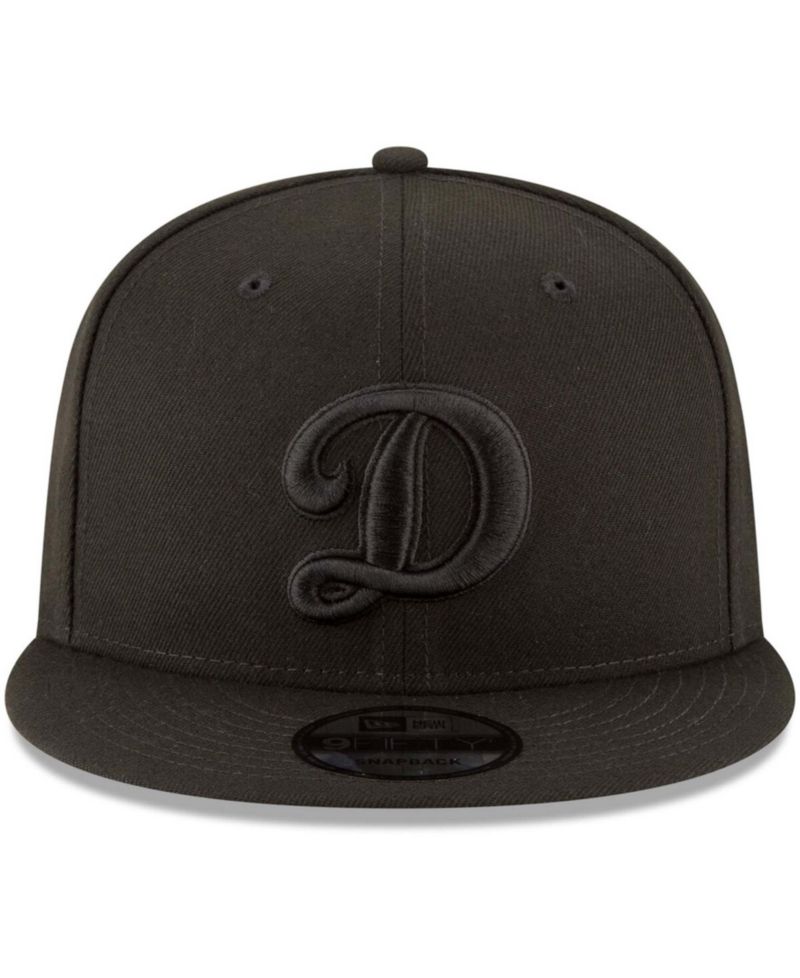 Men's Black Los Angeles Dodgers Script Logo Black on Black 9FIFTY Snapback Adjustable Hat
