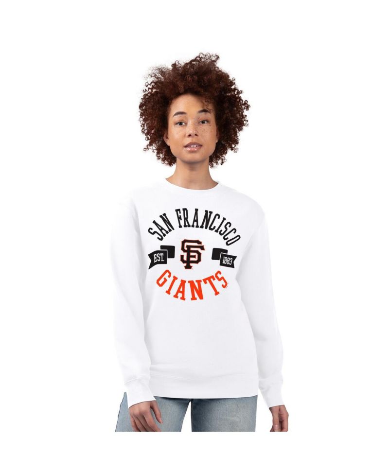Women's White San Francisco Giants Team Logo Fleece Pullover Sweatshirt