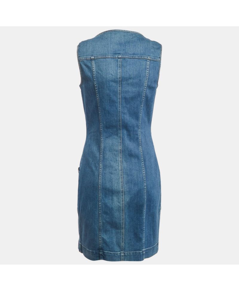 Women's Blue Denim Scoop Neck Mini Dress