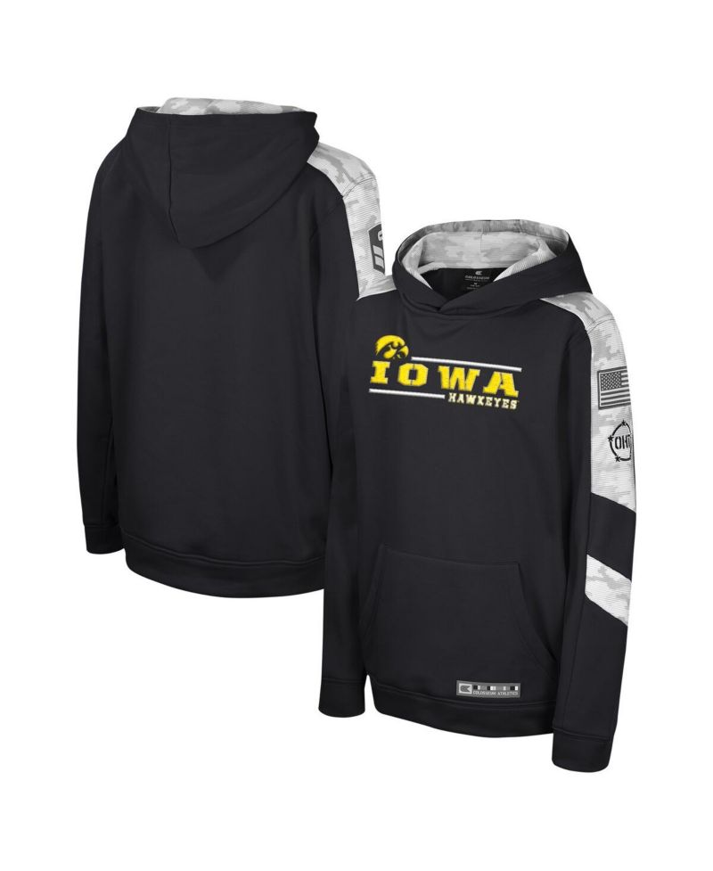 Big Boys Black Iowa Hawkeyes OHT Military-Inspired Appreciation Cyclone Digital Camo Pullover Hoodie