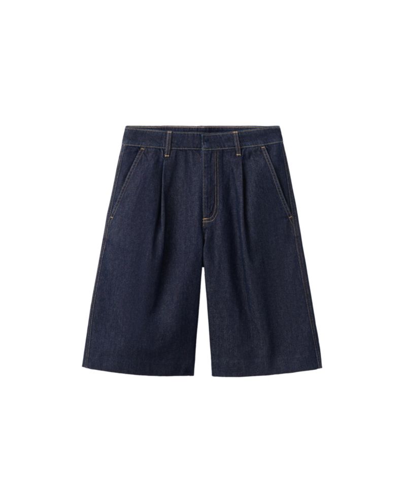 Women's Bermuda Straight-Fit Pleated Denim Shorts, 12.2" Inseam