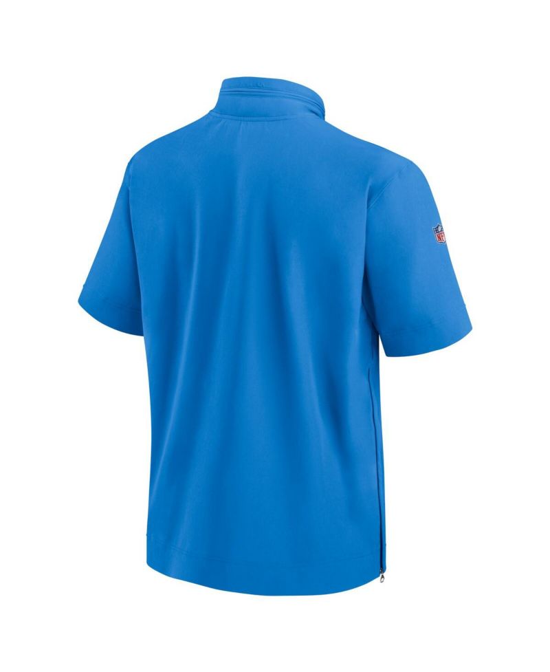 Men's Powder Blue Los Angeles Chargers Sideline Coach Short Sleeve Hoodie Quarter-Zip Jacket