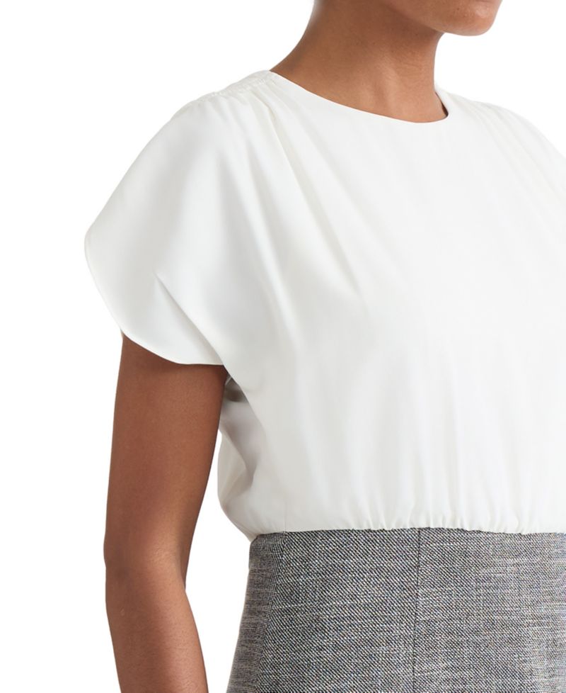 Women's Mixed-Media Tulip-Sleeve Sheath Dress