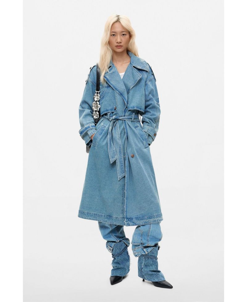 Women's Long Denim Trench Coat