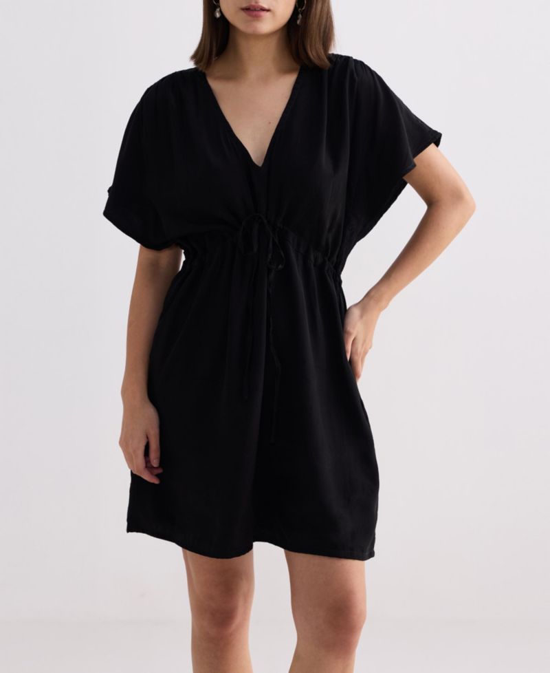 Women's Short gathered Dress in Black