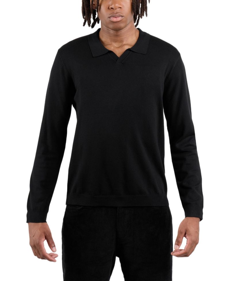 X RAY Men's Long Sleeve Sweater Johnny Collar Polo