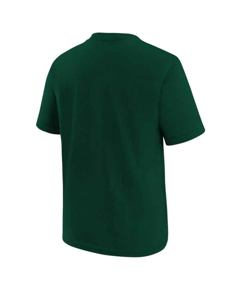 Big Boys and Girls Green Athletics Large Logo T-Shirt